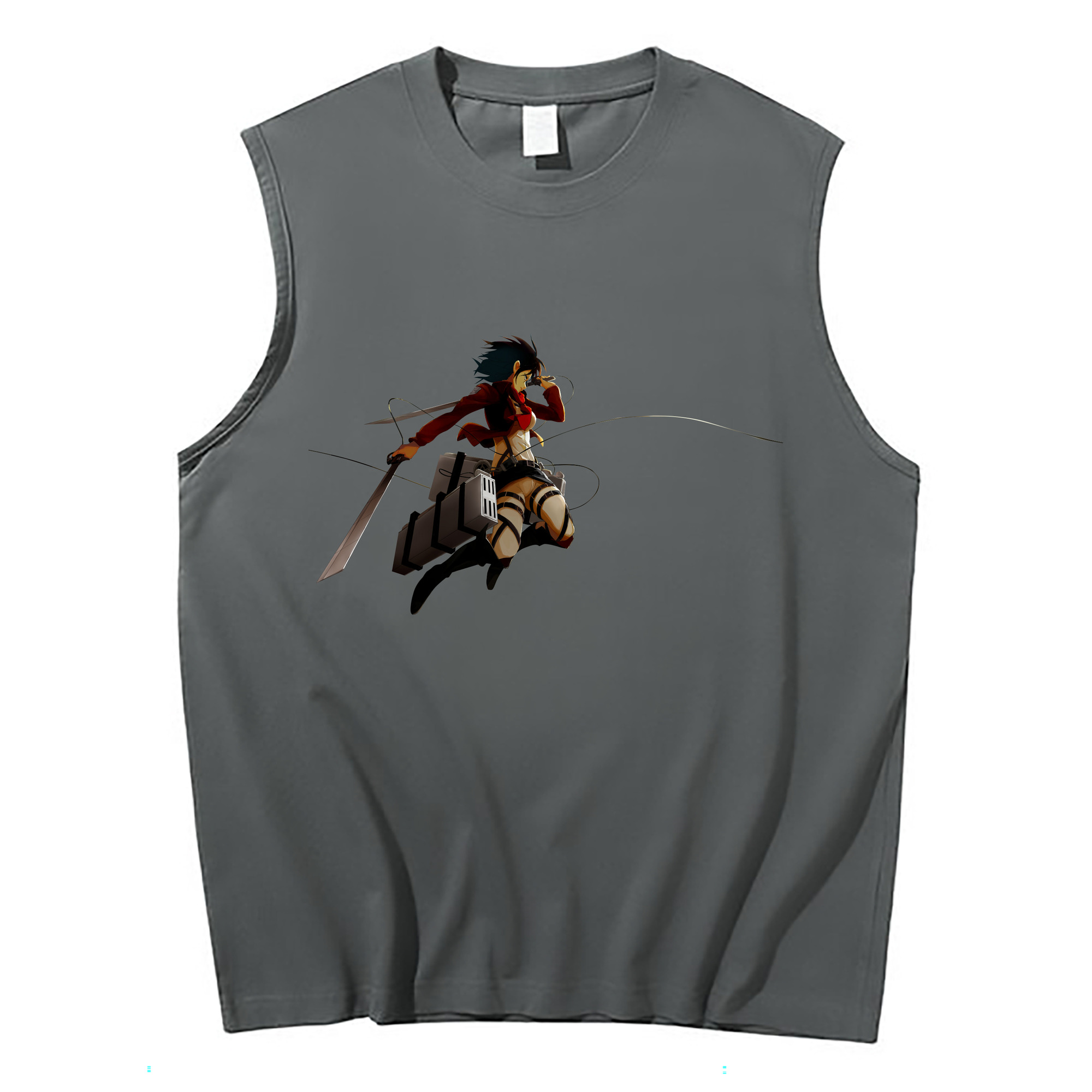 （画像用） 進撃の巨人 ミカサ·アッカーマン Attack on Titan Mikasa Ackerman コットン100％タンクトップ（フロントプリント）
